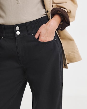 Black Elasticated Waist Wide Leg Jeans