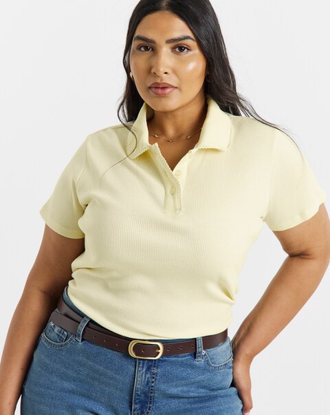 Simply Be Buttermilk Picot Polo Top