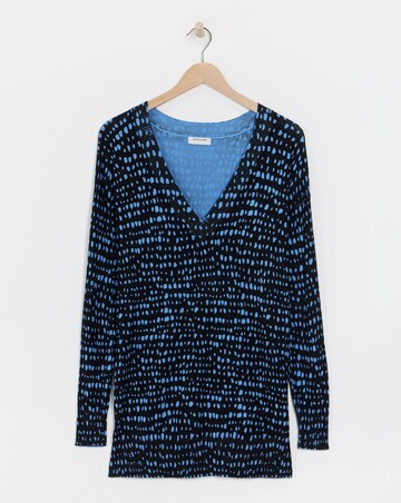 Blue Print V Neck Slouch Tunic