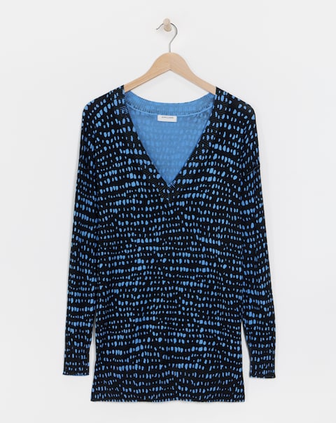 Blue Print V Neck Slouch Tunic