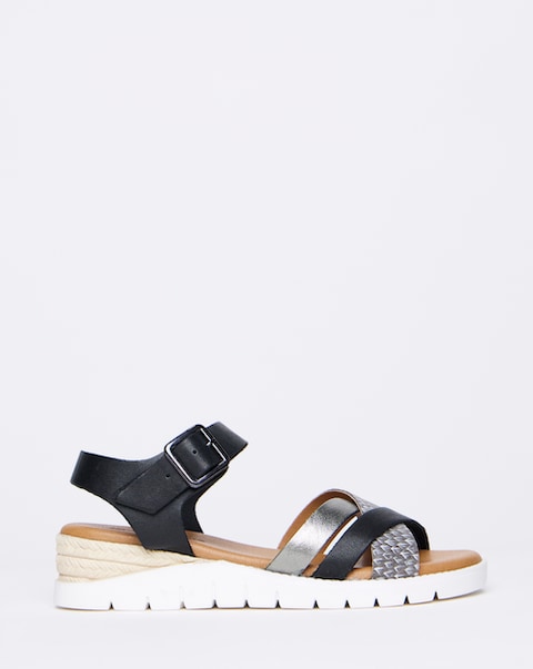 Sinead Leather Crossover Sandal - Wide Fit (E)
