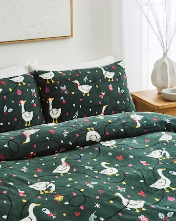 Silly Christmas Goose Fleece Duvet Cover Set