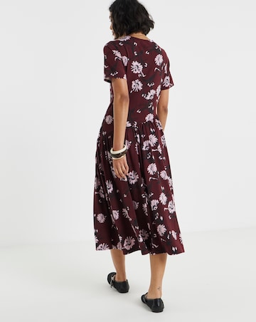 Simply Be Floral Print Jersey Asymmetric Seam Midi Dress