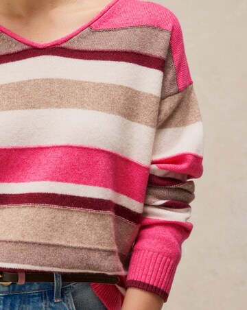 WHITE STUFF SANSA V NECK STRIPE JUMPER