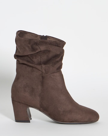 Gabby Soft Ruched Block Heel Ankle Boots - Extra Wide Fit (EEE)