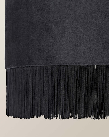 ValueLights Kimberly Black Velvet Printed Inner Drum Shade with Fringe Trim