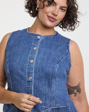 Simply Be Mid Wash Denim Sleeveless Midaxi Dress