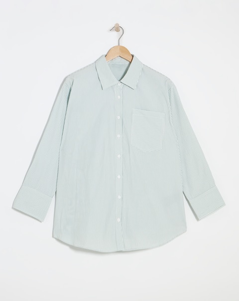 Simply Be Green Stripe Cotton Shirt