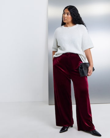 Simply Be Burgundy Velour Wide Leg Trouser Co-Ord