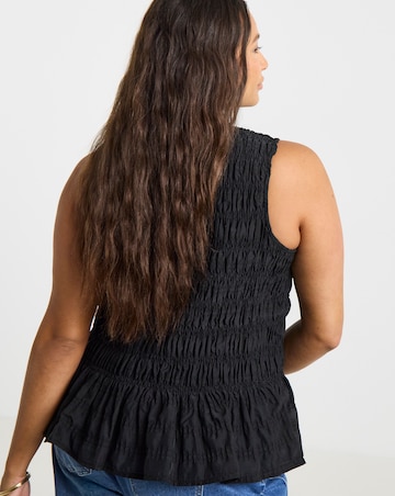 Simply Be Black Shirred Sleeveless Top