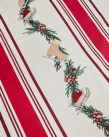 Festive Foliage Stripe Cotton Blend Reversible Duvet Cover Set