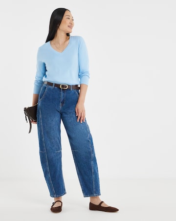 Pale Blue V-Neck Long Sleeve T-Shirt