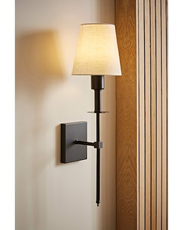 ValueLights Kincaid Black Rechargeable Easy Fit Wall Light with Shade
