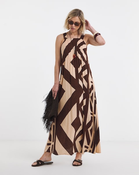 Strappy Square Neck Maxi Dress