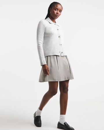 Pleated Brushed Check Mini Skirt