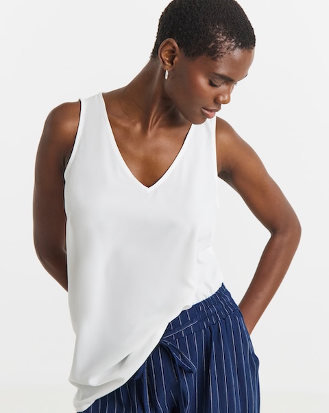 V Neck Woven Vest