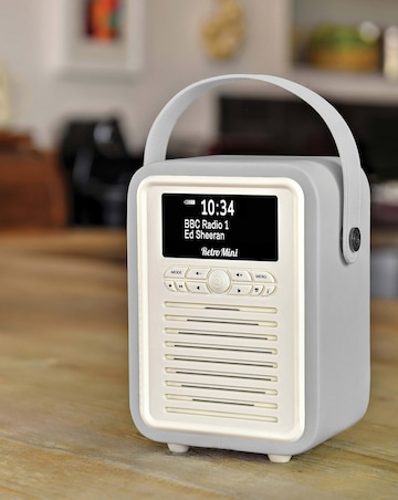 VQ Retro Mini DAB Radio - Light Grey