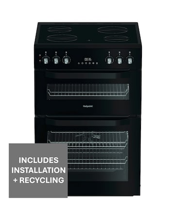 Hotpoint HDE6VDB1 60cm Electric Double Cooker with Multiflow - Black + Install