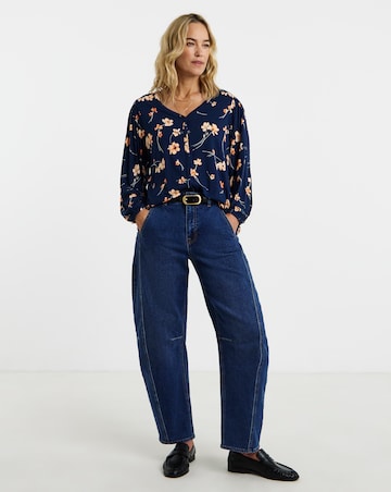 Floral Print Button Front Long Sleeve Top