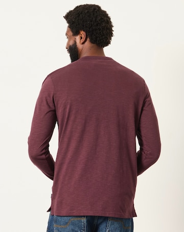 FatFace Long Sleeve Woodside Henley T-Shirt - Plum Purple