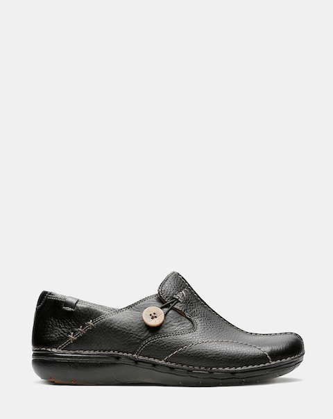Clarks Un Loop Contrast Embroidery Leather Slip on Shoes - Wide Fit (E)