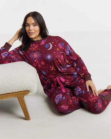 Figleaves Celestial Floral Contrast Leopard Lounge Set