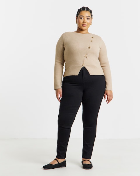 Black Stretch Denim Slim Leg Jeans