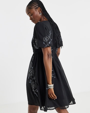 Maya Deluxe Blouson Embellished Mini Dress