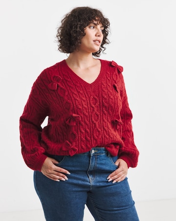 Bow Detail Cable Knit Jumper