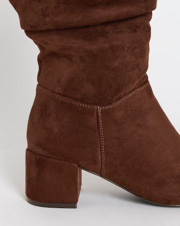 Rosie Heeled Knee High Slouch Boots - Extra Wide Fit (EEE) & Super Curvy Calf