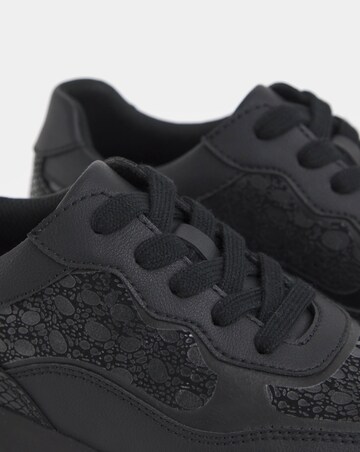 Heavenly Soles Rosetta Lace Up Patterned Leather Trainer - Extra Wide Fit (EEE)