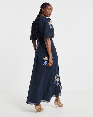 Hope & Ivy Agatha Embellished Maxi Wrap Dress