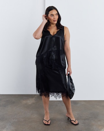 Simply Be Black Satin Lace Trim Cami