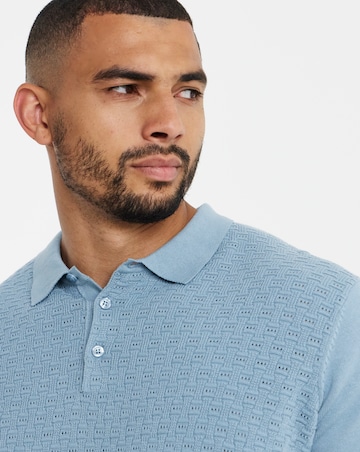 Textured Long Sleeve Knitted Polo