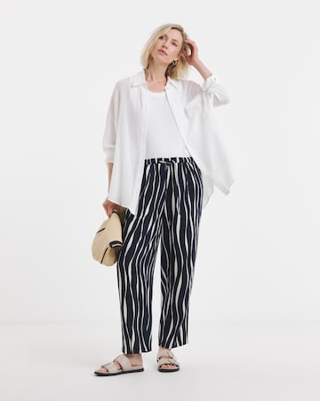 Linen Mix Barrel Trousers