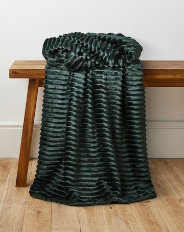 Ribbed Fleece Throw - Forest Green
