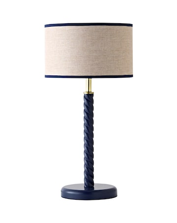 ValueLights Amara Navy Twist Table Lamp with Colour Match Inner Shade