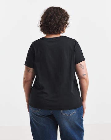 Simply Be Black Christmas Placement Embroidery T-Shirt