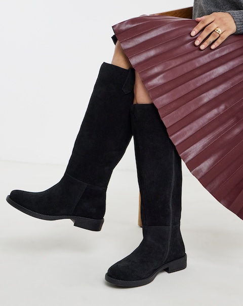 New In - Suede Pull On Knee High Boot Ex Wide SC