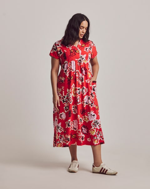 Julipa Printed Pocket Jersey Midi Dress