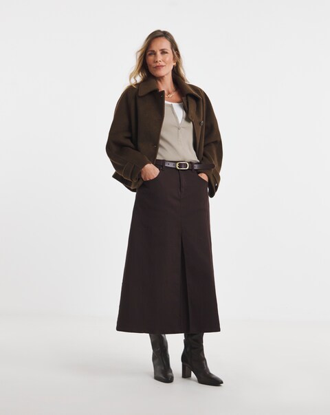 Chocolate A Line Denim Skirt