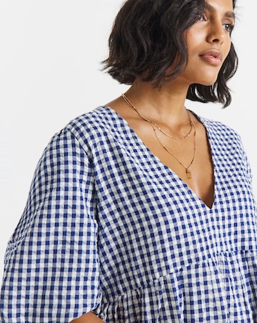 Simply Be Navy Gingham Smock Dress
