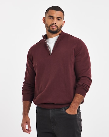 Cotton 1/4 Zip Funnel Knit Top