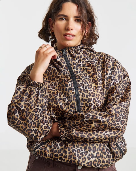 Leopard Quarter Zip Wind Breaker
