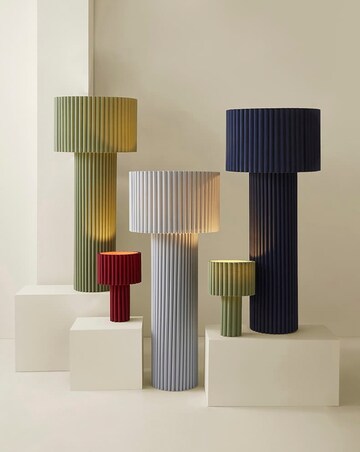 ValueLights Lenny Grey Ribbed Fabric Midi Floor Lamp
