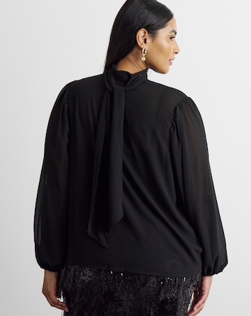 Joanna Hope Chiffon Tie neck Blouse