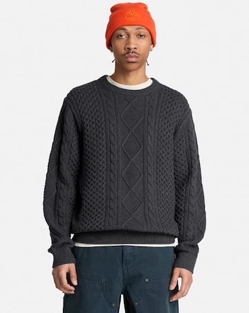 Timberland Phillips Brook Cable Cotton Blend Crew Neck Sweater - Black