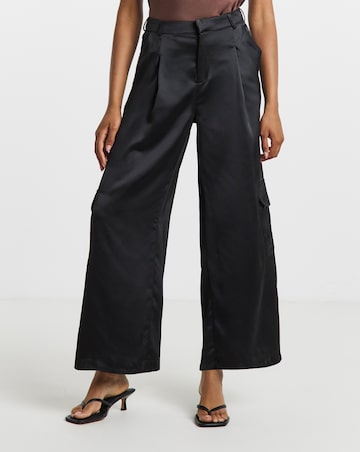 Black Satin Utility Trousers