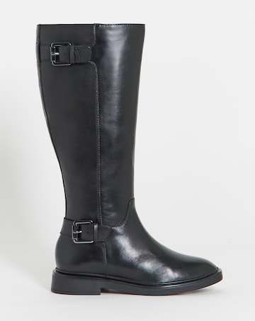 Britt Leather Flat Knee High Boots - Wide Fit (E) & Curvy Calf