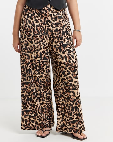 Vila Leoa Leopard Print Wide Trouser